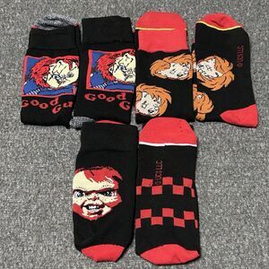 Childs Play Good guys Chucky Unisex Horror Long Crew Socks 10-13 (3 Pairs)